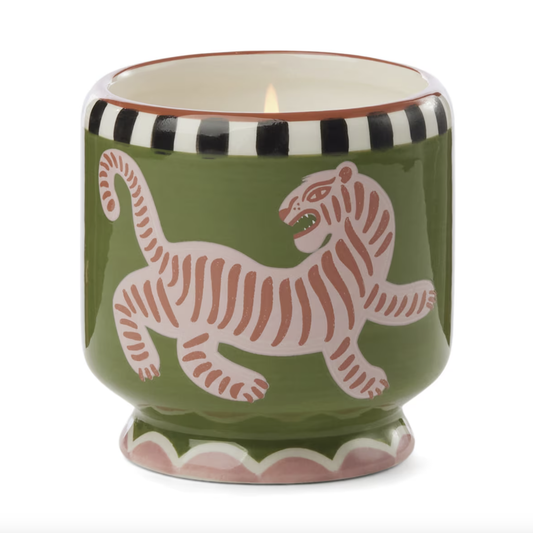 Adopo 8 oz./226g Tiger Ceramic Candle - Black Cedar & Fig