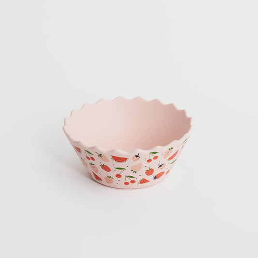 Pink Fruits Wavy Edge Silicone Bowl