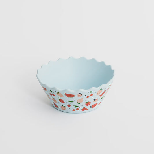 Blue Fruits Wavy Edge Silicone Bowl