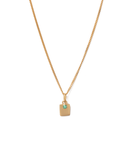 ENGRAVABLE EMERALD BIRTHSTONE NECKLACE (18K GOLD VERMEIL)