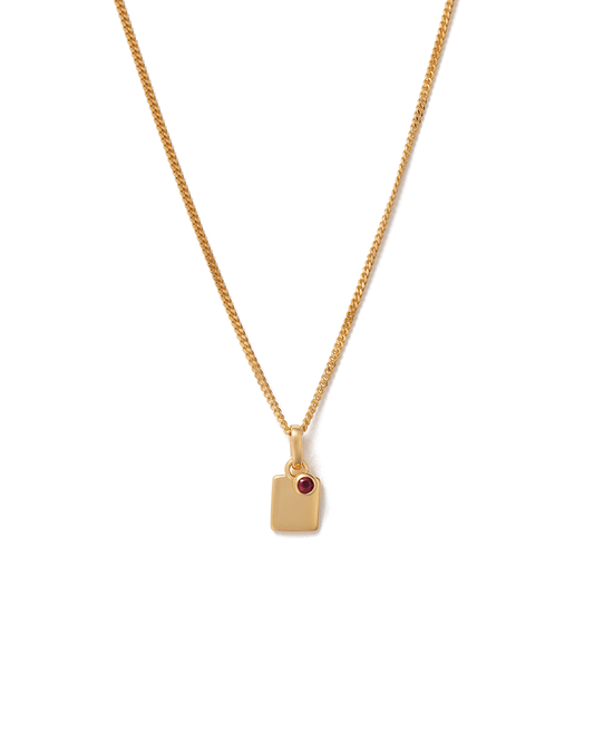 ENGRAVABLE GARNET BIRTHSTONE NECKLACE (18K GOLD VERMEIL)