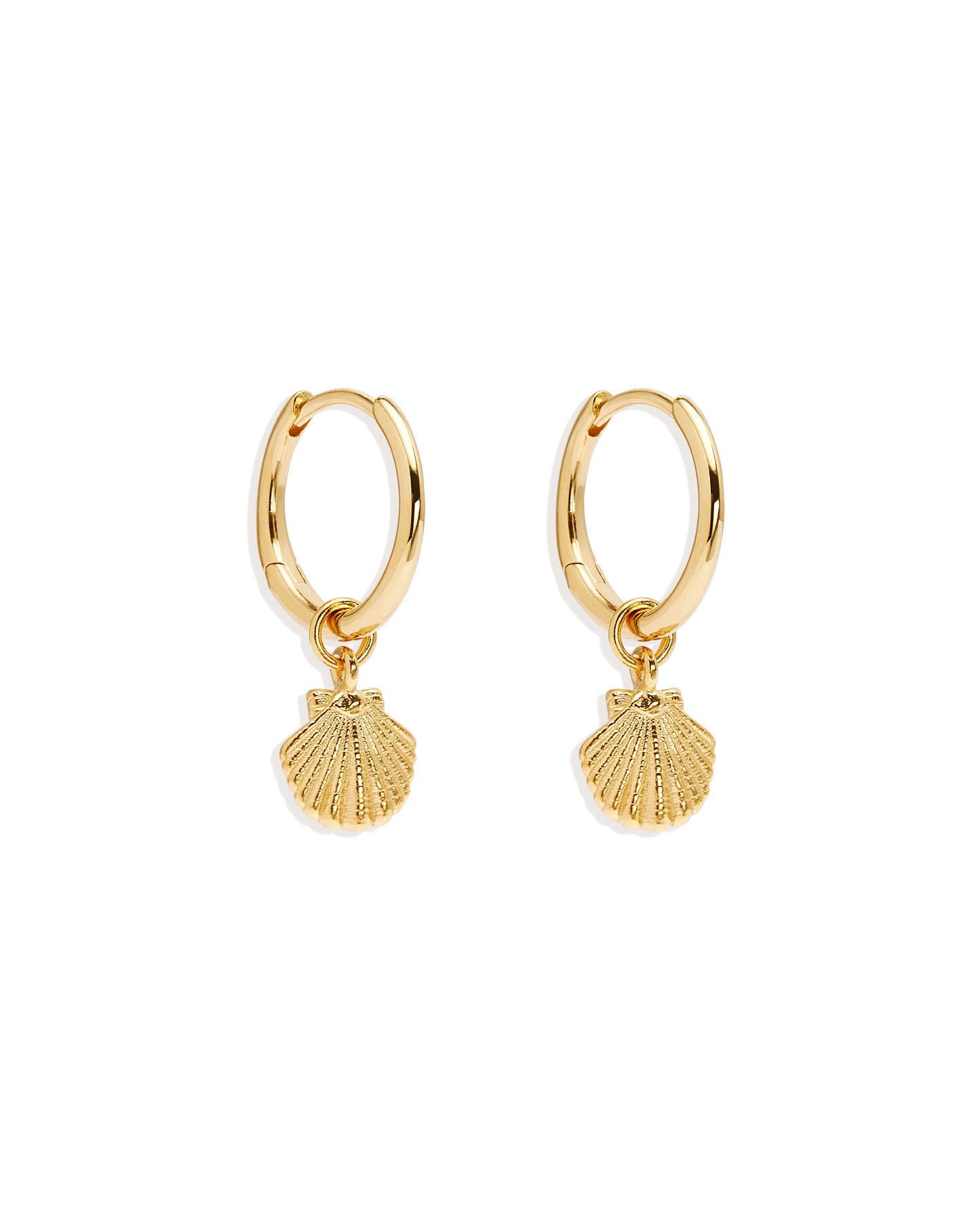 Gold By the Shore Shell Hoops