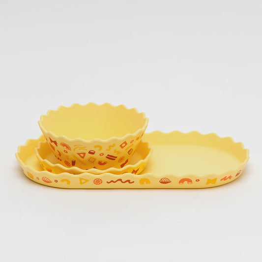 Pasta Wavy Edge Silicone Bowl and Plate Set